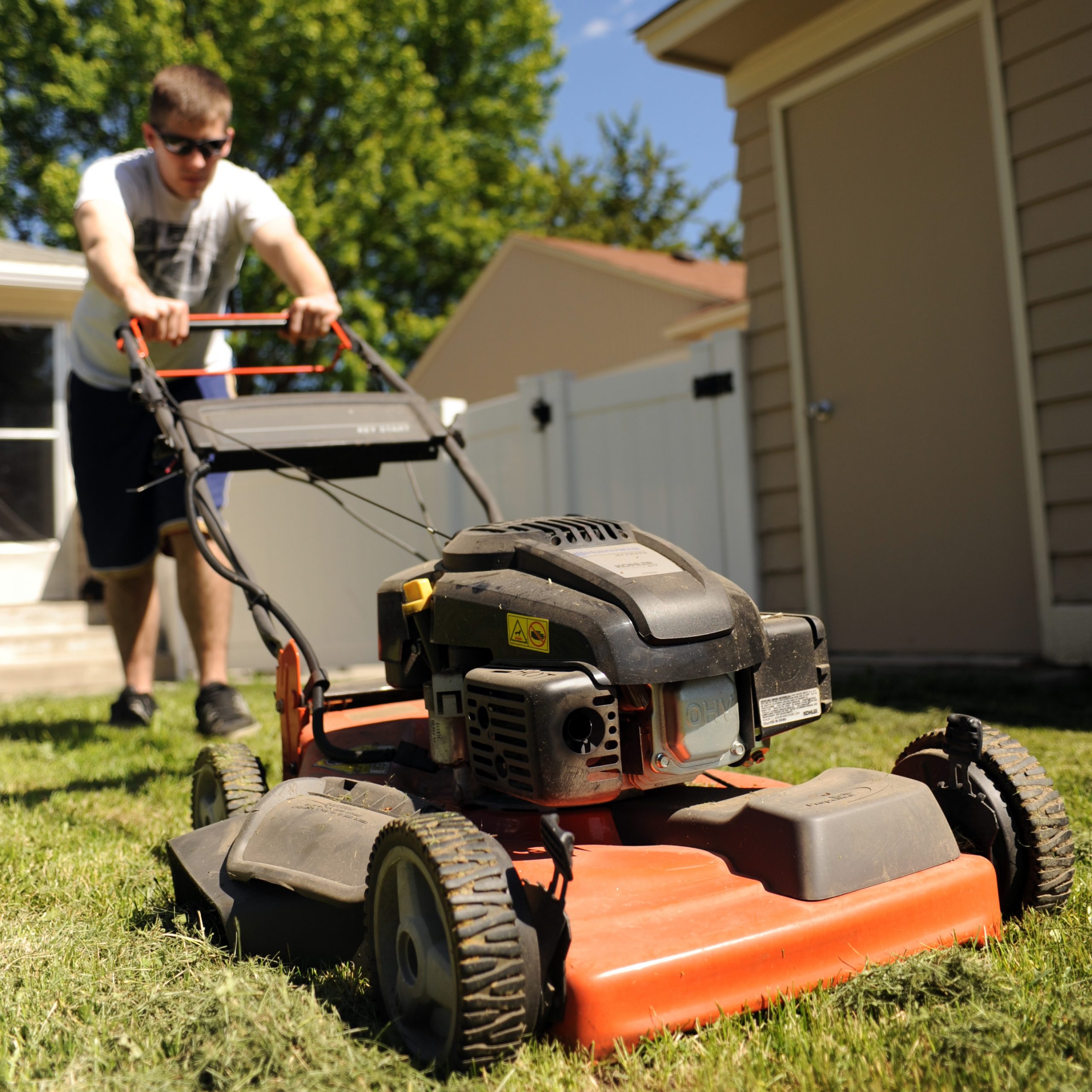 Renter Mowing lawn